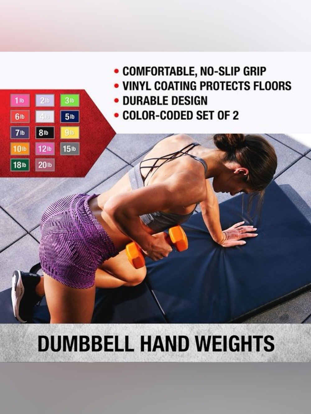 SPRI Pink 1 lb Vinyl Coated Dumbbell Pair - Set of 2 - Picture 6 of 6